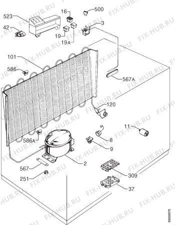 Взрыв-схема холодильника Privileg 015.688 5 - Схема узла Refrigerator cooling system